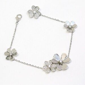 FRIVOLE 5 Flower AAAA C Z Bracelet Rhodium Plated 925 Sterling silver